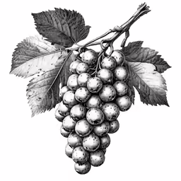 a branch with bunches of grapes and leaves