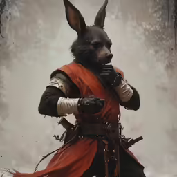 a man dressed in an animal costume holding a stick