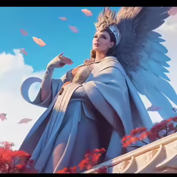 an animated depiction of a woman wearing a angel costume