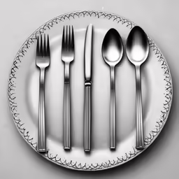 a plate of stainless steel with silverware on it