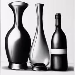 a bottle and glass sit on the table
