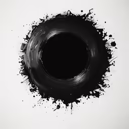 black ink splattered around a white surface