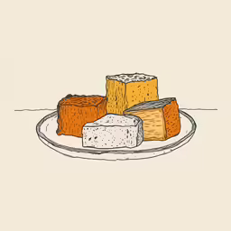 three pieces of cheese stacked on top of each other