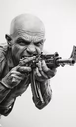a man is aiming with a rifle