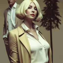 a man and woman wearing coats are posing