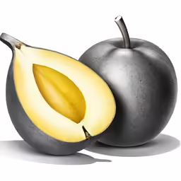 a painting of two apples and an apple slice