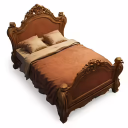 a 3d model of an old fashioned bed