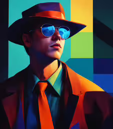 a young man wearing a fedora and sun glasses,a man wearing sunglasses, a hat, and a tie