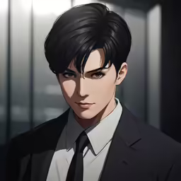 a man in a suit standing in an empty room