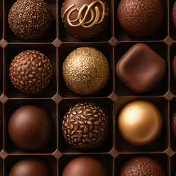 a box of assorted chocolates sits in the middle