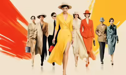 women in a yellow trench coat and hat walking together