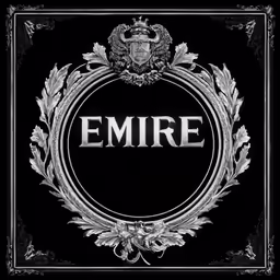 an embre sign is shown in black and white