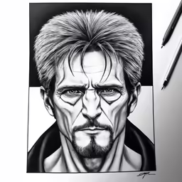 a drawing of a man with glasses