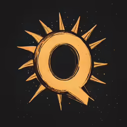 a drawing of a black and gold sun on a black background