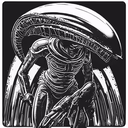 an alien riding a bicycle through the desert
