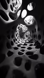 a close up of a tunnel in the middle of a white wall