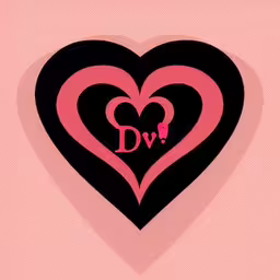 the heart is a symbol for love,the image of a heart with two faces and word dvr,two hearts with different initials in the middle,a heart with the word d v in the middle,a black heart with the word dw in it