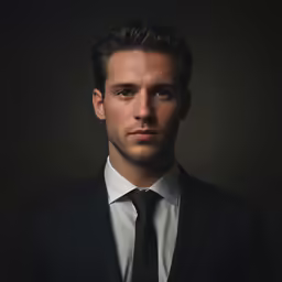 a man in a suit and tie looking at the camera