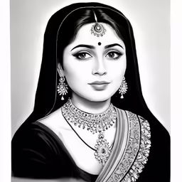 an indian woman with jewels on her forehead
