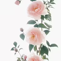 three pink flowers against a white background
