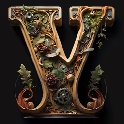 decorative wooden letter decorated with flowers and foliage