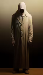 a person in a long jacket and a hood on