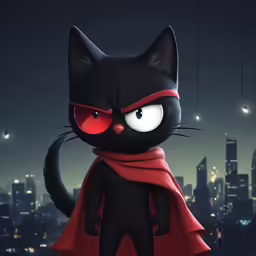 black and red cat standing on top of a rooftop