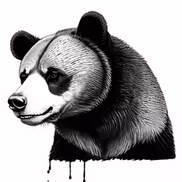 a panda bear is seen in this black and white drawing