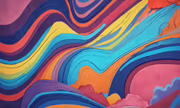 an artistic painting made with acrylic and pigment,abstract painting of many colorful swirls and lines