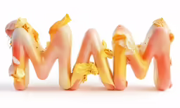 a large word made out of food on a white background