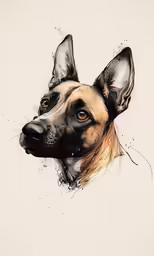 a drawing of a dog with a face