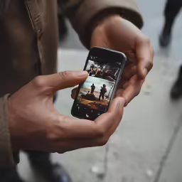 man taking photos with his cell phone while standing