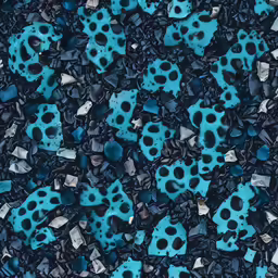 blue and black shapes on the surface