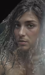 the man is posing for a photo covered in water