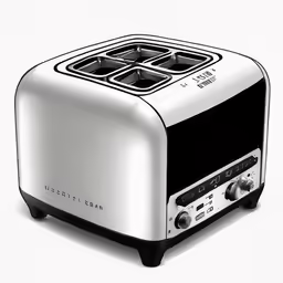 a toaster sitting on top of a white surface