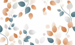a floral design with orange and blue leaves