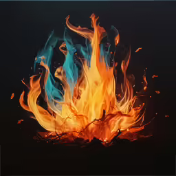 a fire is in the middle of an image