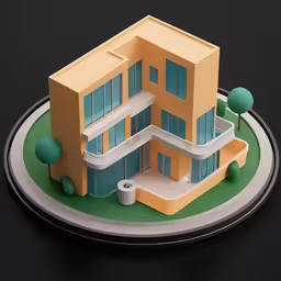 model of a building on the black surface