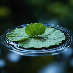 a close up of the leaf of a leaf floating in water