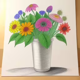 /tmp/FOOUc3dvp.jpg = a drawing of some colorful flowers in a vase
,/tmp/FOOUc3dvp.jpg = a picture of flowers in a vase on a table
,/tmp/FOOUc3dvp.jpg = a drawing of a flower pot with colorful flowers
,/tmp/FOOUc3dvp.jpg = this is an image of a bouquet of flowers
,/tmp/FOOUc3dvp.jpg = a drawing of flowers sitting in a vase
,/tmp/FOOUc3dvp.jpg = a picture of a potted plant with flower petals
,/tmp/FOOUc3dvp.jpg = a drawing of a vase filled with flowers on a wooden table
