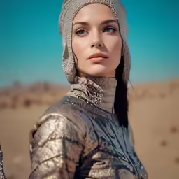 the woman is in the desert with a hat