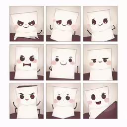 a group of images showing different expressions in a cartoon