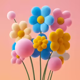 there is a small flower sculpture sitting on the ground