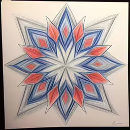 an artistic painting of a flower done using colored pencils