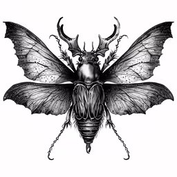 the bug beetle is drawn in black ink