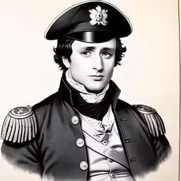 a man in uniform standing next to a wall