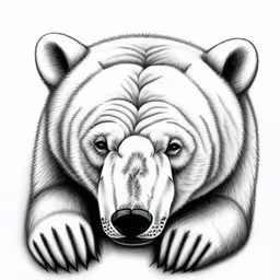 a drawing of a large white bear with eyes,the bear is laying down and has it