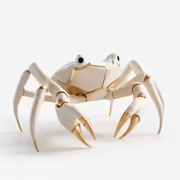 a white crab with spikes is shown