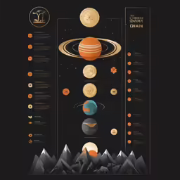 solar system print in the shape of a mountain
