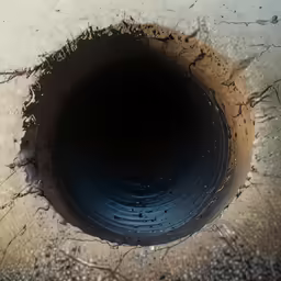 a very big drainage hole that is near the ground